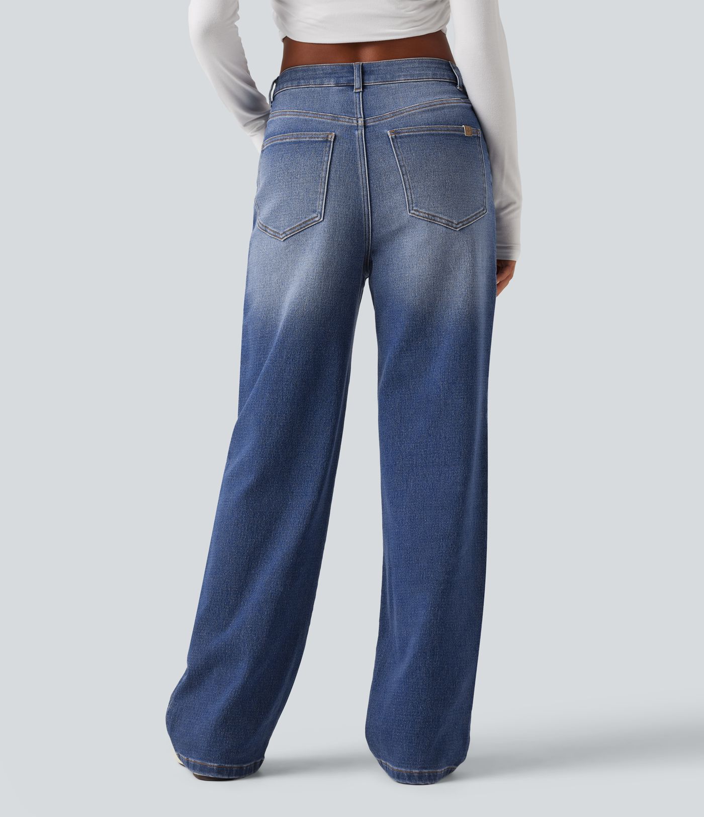 High Waisted Straight Leg Casual Jeans with Pockets High Waisted Straight Leg Casual Jeans with Pockets