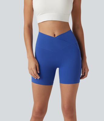 SoftlyZero™ - Yoga-Biker-Shorts mit hohem Crossover-Bund und Seitentaschen - 12,7 cm, UPF50+ SoftlyZero™ - Yoga-Biker-Shorts mit hohem Crossover-Bund und Seitentaschen - 12,7 cm, UPF50+