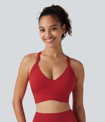 Halara UltraSculpt™ Ribbed Low Support V Neck Built-in Bra Yoga Sports Bra Halara UltraSculpt™ Ribbed Low Support V Neck Built-in Bra Yoga Sports Bra