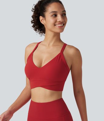 Halara UltraSculpt™ Ribbed Low Support V Neck Built-in Bra Yoga Sports Bra Halara UltraSculpt™ Ribbed Low Support V Neck Built-in Bra Yoga Sports Bra