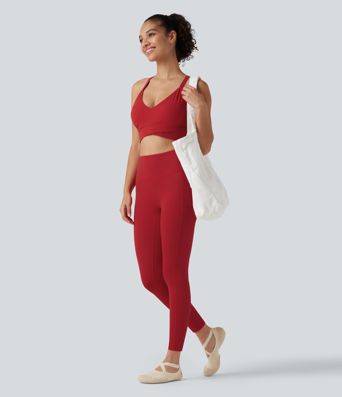 Halara UltraSculpt™ Ribbed Low Support V Neck Built-in Bra Yoga Sports Bra Halara UltraSculpt™ Ribbed Low Support V Neck Built-in Bra Yoga Sports Bra