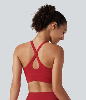 Halara UltraSculpt™ Ribbed Low Support V Neck Built-in Bra Yoga Sports Bra Halara UltraSculpt™ Ribbed Low Support V Neck Built-in Bra Yoga Sports Bra