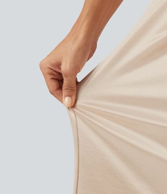 High Waisted Wide Leg Satin Work Pants with Pockets High Waisted Wide Leg Satin Work Pants with Pockets