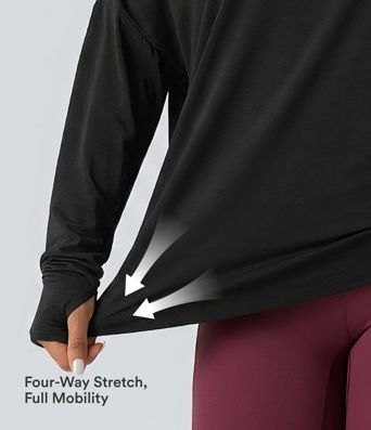 One Shoulder Long Sleeve Thumb Hole Curved Hem High Low Quick Dry Yoga Sports Top-Built-in Bra One Shoulder Long Sleeve Thumb Hole Curved Hem High Low Quick Dry Yoga Sports Top-Built-in Bra