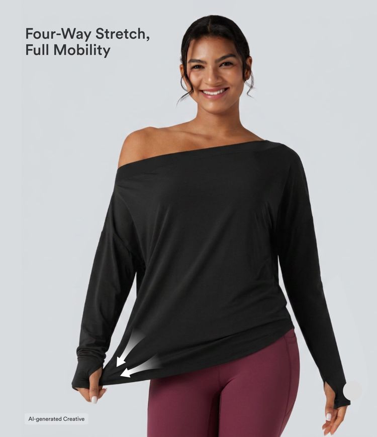 One Shoulder Long Sleeve Thumb Hole Curved Hem High Low Quick Dry Yoga Sports Top-Built-in Bra One Shoulder Long Sleeve Thumb Hole Curved Hem High Low Quick Dry Yoga Sports Top-Built-in Bra