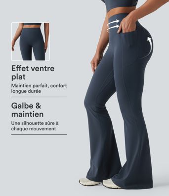 Halara UltraSculpt™ Legging yoga évasé gainant push-up taille haute à fronces avec poches