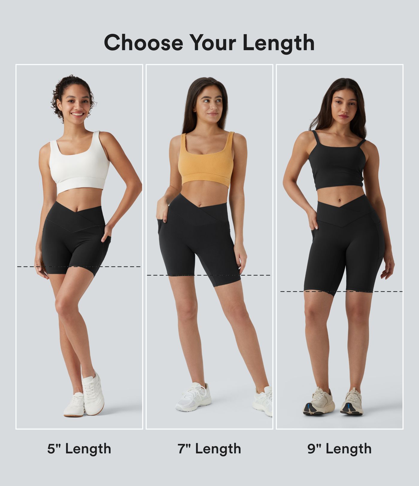 SoftlyZero™ - Yoga-Biker-Shorts mit hohem Crossover-Bund und Seitentaschen - 12,7 cm, UPF50+ SoftlyZero™ - Yoga-Biker-Shorts mit hohem Crossover-Bund und Seitentaschen - 12,7 cm, UPF50+