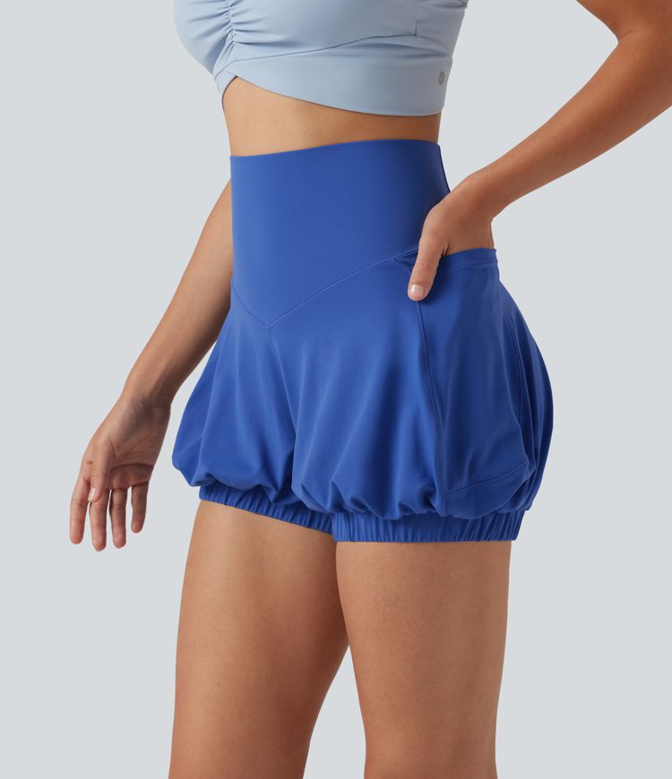 SoftlyZero™ High Waisted Tummy Control Dance Bubble Shorts 4'' with Pockets-UPF50+