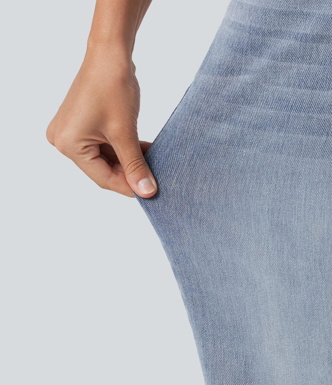 Halara Flex™ Asymmetric Mid Rise Straight Leg Casual Jeans with Pockets Halara Flex™ Asymmetric Mid Rise Straight Leg Casual Jeans with Pockets