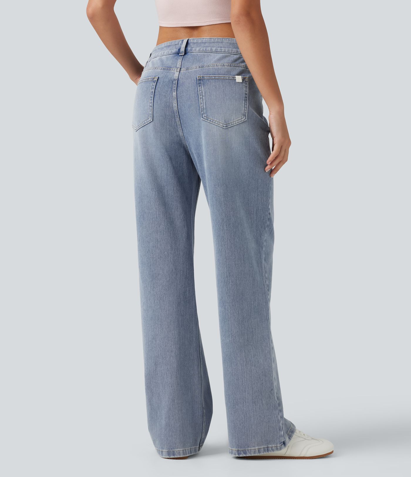 Halara Flex™ Asymmetric Mid Rise Straight Leg Casual Jeans with Pockets Halara Flex™ Asymmetric Mid Rise Straight Leg Casual Jeans with Pockets