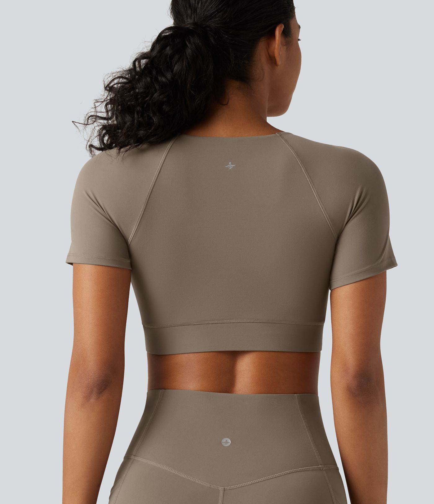 Halara UltraSculpt™ V Neck Built-in Bra Short Sleeve Crossover Hem Cropped Workout Sports Top DD-F Cups Halara UltraSculpt™ V Neck Built-in Bra Short Sleeve Crossover Hem Cropped Workout Sports Top DD-F Cups