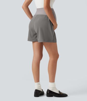 DayStretch Super High Waisted Ruched Work Bagyy Maternity Shorts 4'' with Pockets DayStretch Super High Waisted Ruched Work Bagyy Maternity Shorts 4'' with Pockets