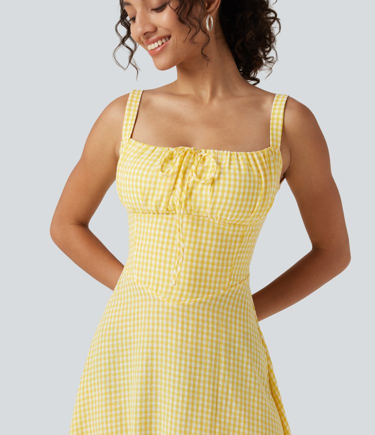 yellow plaid corset dress Hollister Hollister Plaid Corset Dress 50.00