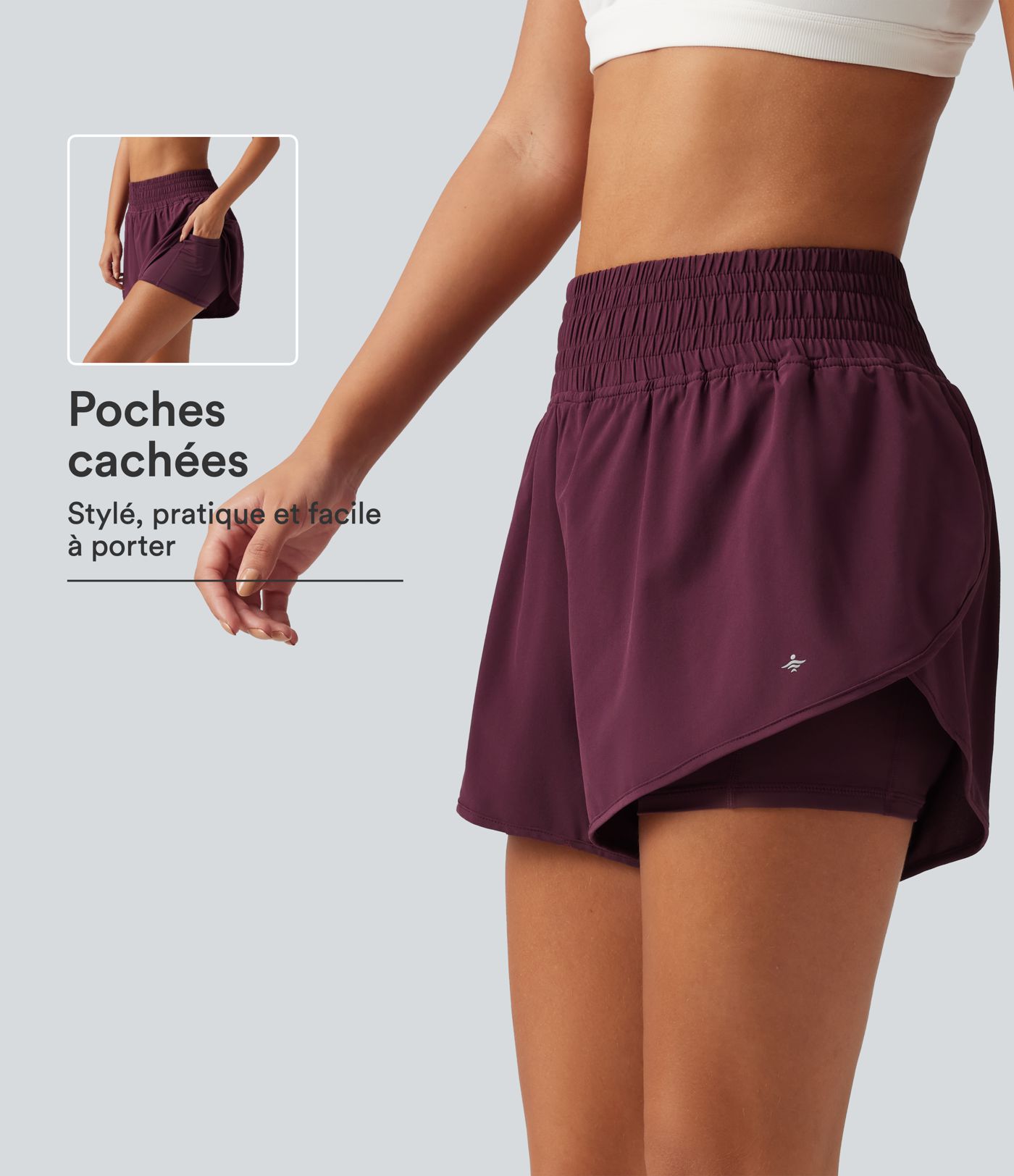 Short de running 2-en-1 Breezeful™ taille haute à ourlet croisé arrondi, séchage rapide, poches, 7,5 cm Short de running 2-en-1 Breezeful™ taille haute à ourlet croisé arrondi, séchage rapide, poches, 7,5 cm