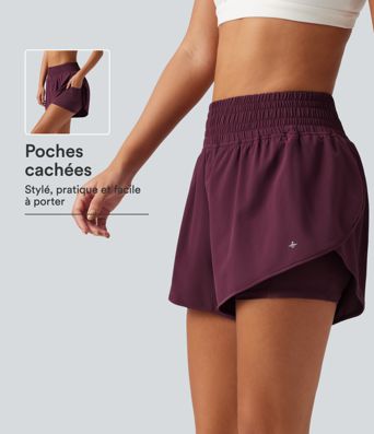 Short de running 2-en-1 Breezeful™ taille haute à ourlet croisé arrondi, séchage rapide, poches, 7,5 cm Short de running 2-en-1 Breezeful™ taille haute à ourlet croisé arrondi, séchage rapide, poches, 7,5 cm