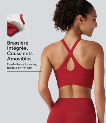 Brassière de yoga Halara UltraSculpt™ côtelée maintien léger à col V avec coussinets amovibles Brassière de yoga Halara UltraSculpt™ côtelée maintien léger à col V avec coussinets amovibles