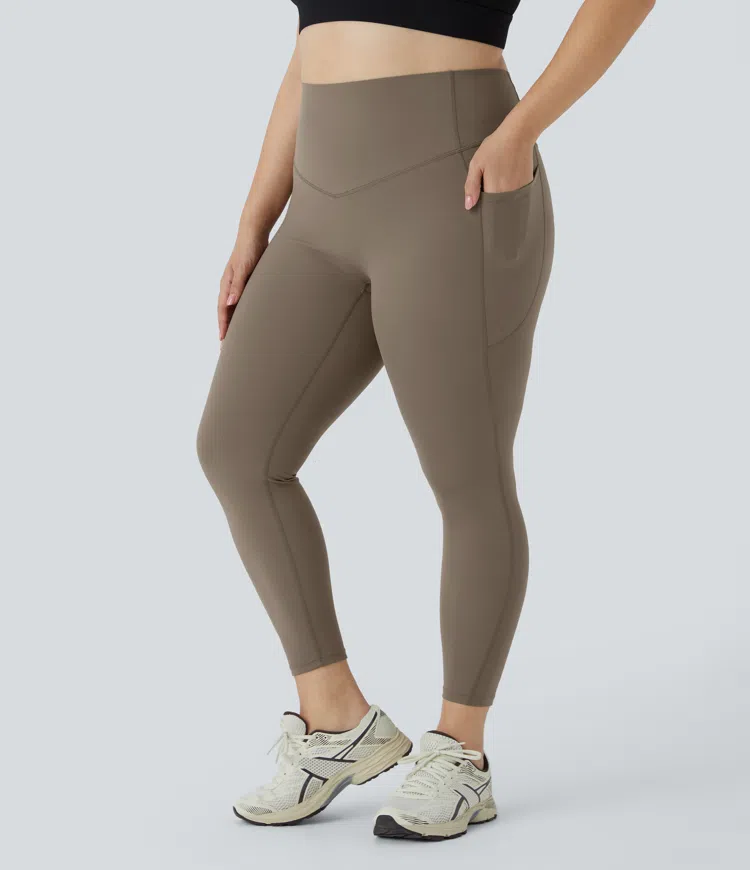 Leggings SoCinched talla grande entrenamiento bolsillo lateral moldeador abdomen tiro alto
