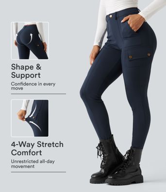 DayStretch High Waisted Butt Lifting Shaping Casual Cargo Pants with Pockets DayStretch High Waisted Butt Lifting Shaping Casual Cargo Pants with Pockets