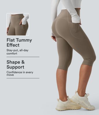 Halara UltraSculpt™ High Waisted Butt Lifting Tummy Control Pedal Pushers Shaping Training Leggings with Pockets