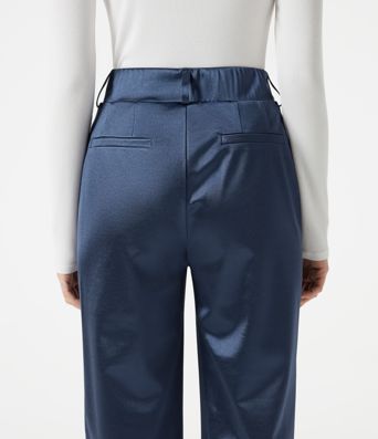 High Waisted Tapered Satin Work Pants with Pockets High Waisted Tapered Satin Work Pants with Pockets