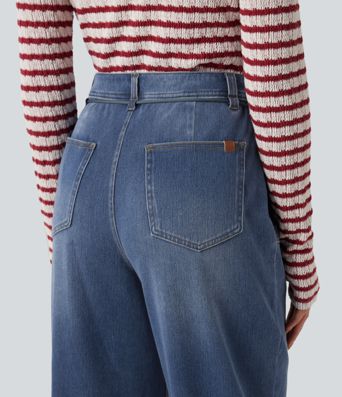 Halara Flex™ Mid Rise Drawstring Casual Baggy Straight Leg Jeans with Pockets