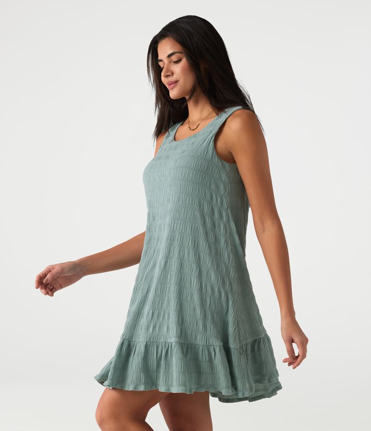 Round Neck Built-in Bra Sleeveless Ruffle Hem Mini Casual Dress Round Neck Built-in Bra Sleeveless Ruffle Hem Mini Casual Dress