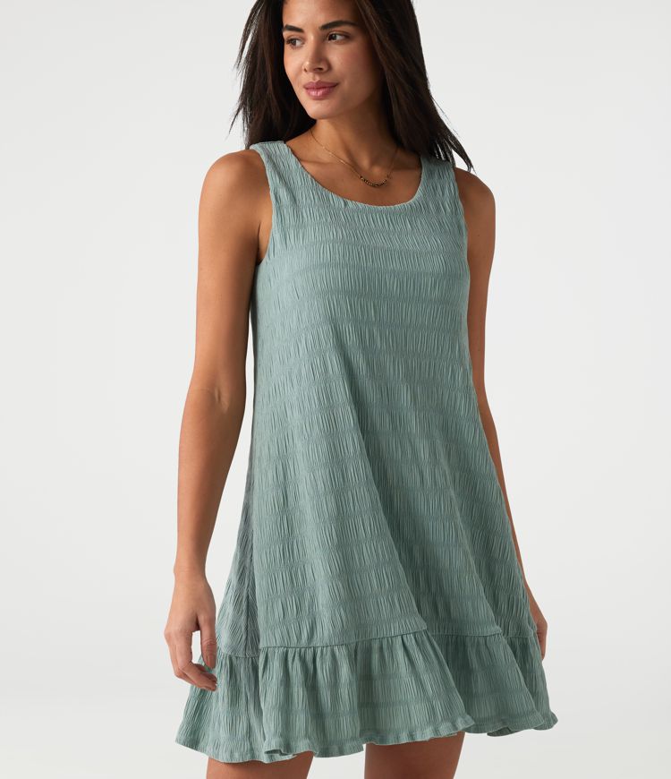 Round Neck Built-in Bra Sleeveless Ruffle Hem Mini Casual Dress Round Neck Built-in Bra Sleeveless Ruffle Hem Mini Casual Dress