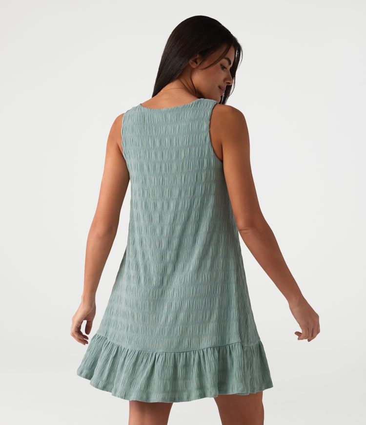 Round Neck Built-in Bra Sleeveless Ruffle Hem Mini Casual Dress Round Neck Built-in Bra Sleeveless Ruffle Hem Mini Casual Dress