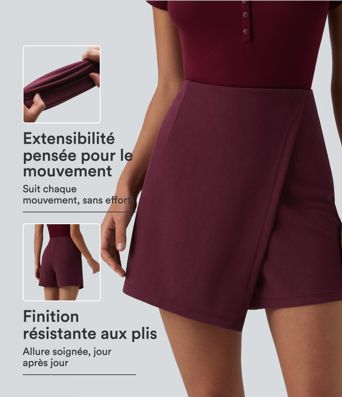 Jupe-short mini tailleur taille haute infroissable longueur rallongée Jupe-short mini tailleur taille haute infroissable longueur rallongée