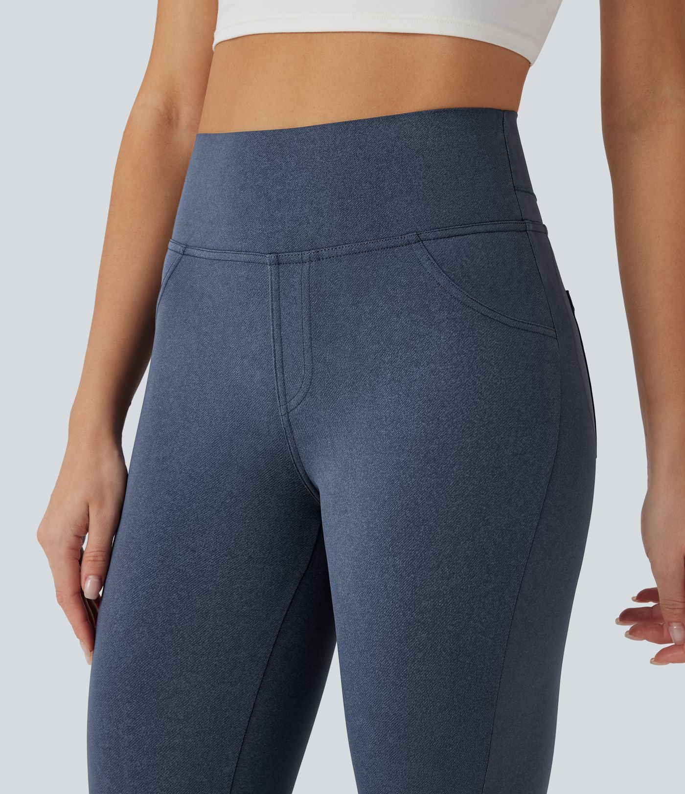 Halara UltraSculpt™ Denim Print High Waisted Tummy Control Butt Lifting Yoga Leggings with Pockets