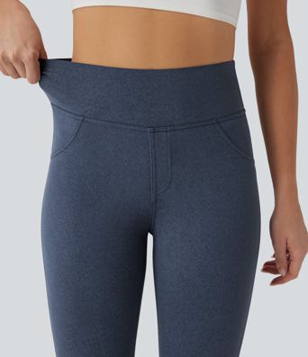 Halara UltraSculpt™ Denim Print High Waisted Tummy Control Butt Lifting Yoga Leggings with Pockets