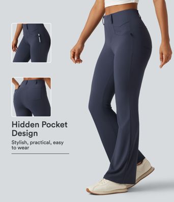 Flare-Golfhose mit hohem Bund, Gesäßtaschen und InstantCool - schnelltrocknend, UPF50+ Flare-Golfhose mit hohem Bund, Gesäßtaschen und InstantCool - schnelltrocknend, UPF50+