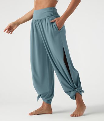 Breezeful™ High Waisted Ruched Split Quick Dry Resort Flowy Pants with Pockets Breezeful™ High Waisted Ruched Split Quick Dry Resort Flowy Pants with Pockets