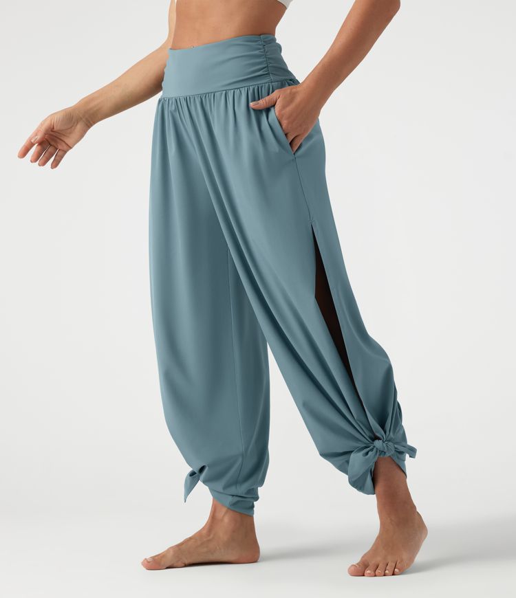 Breezeful™ High Waisted Ruched Split Quick Dry Resort Flowy Pants with Pockets Breezeful™ High Waisted Ruched Split Quick Dry Resort Flowy Pants with Pockets