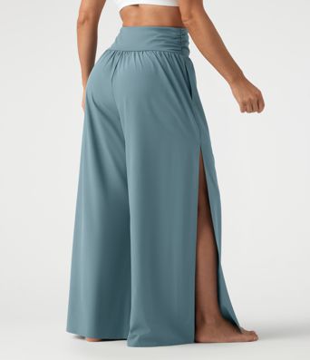 Breezeful™ High Waisted Ruched Split Quick Dry Resort Flowy Pants with Pockets Breezeful™ High Waisted Ruched Split Quick Dry Resort Flowy Pants with Pockets