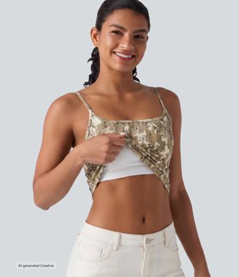 Halara UltraSculpt™ Camo Print Built-in Bra Casual Cami Top