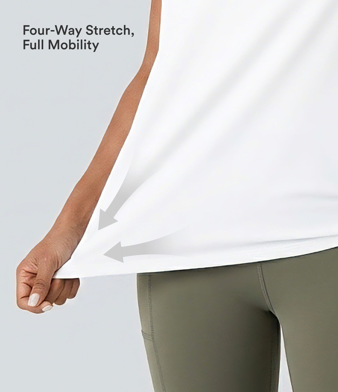 Round Neck Ruched InstantCool Yoga Tank Top-UPF50+