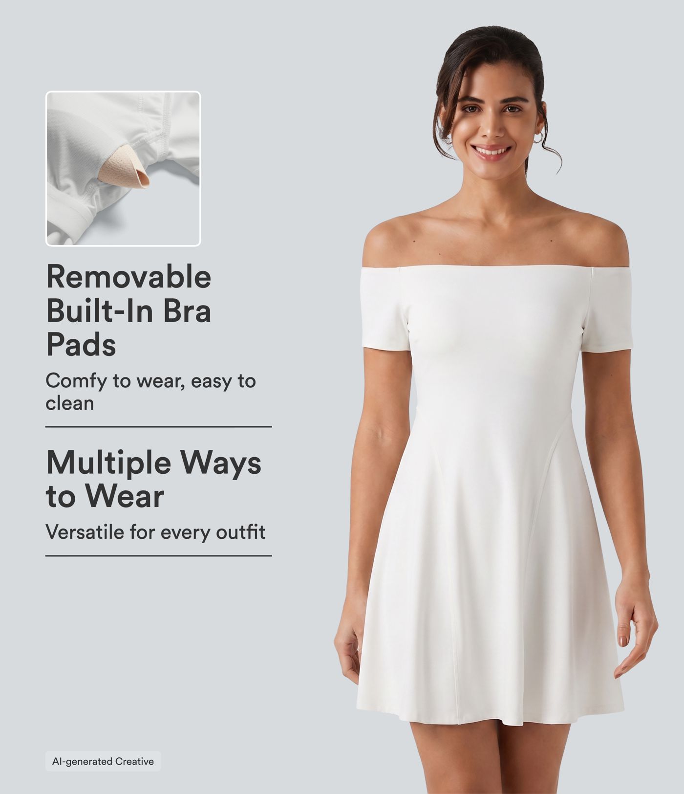 SoftlyZero™ Plush Off Shoulder Short Sleeve Built-in Bra Mini Casual Dress B-DD Cups SoftlyZero™ Plush Off Shoulder Short Sleeve Built-in Bra Mini Casual Dress B-DD Cups
