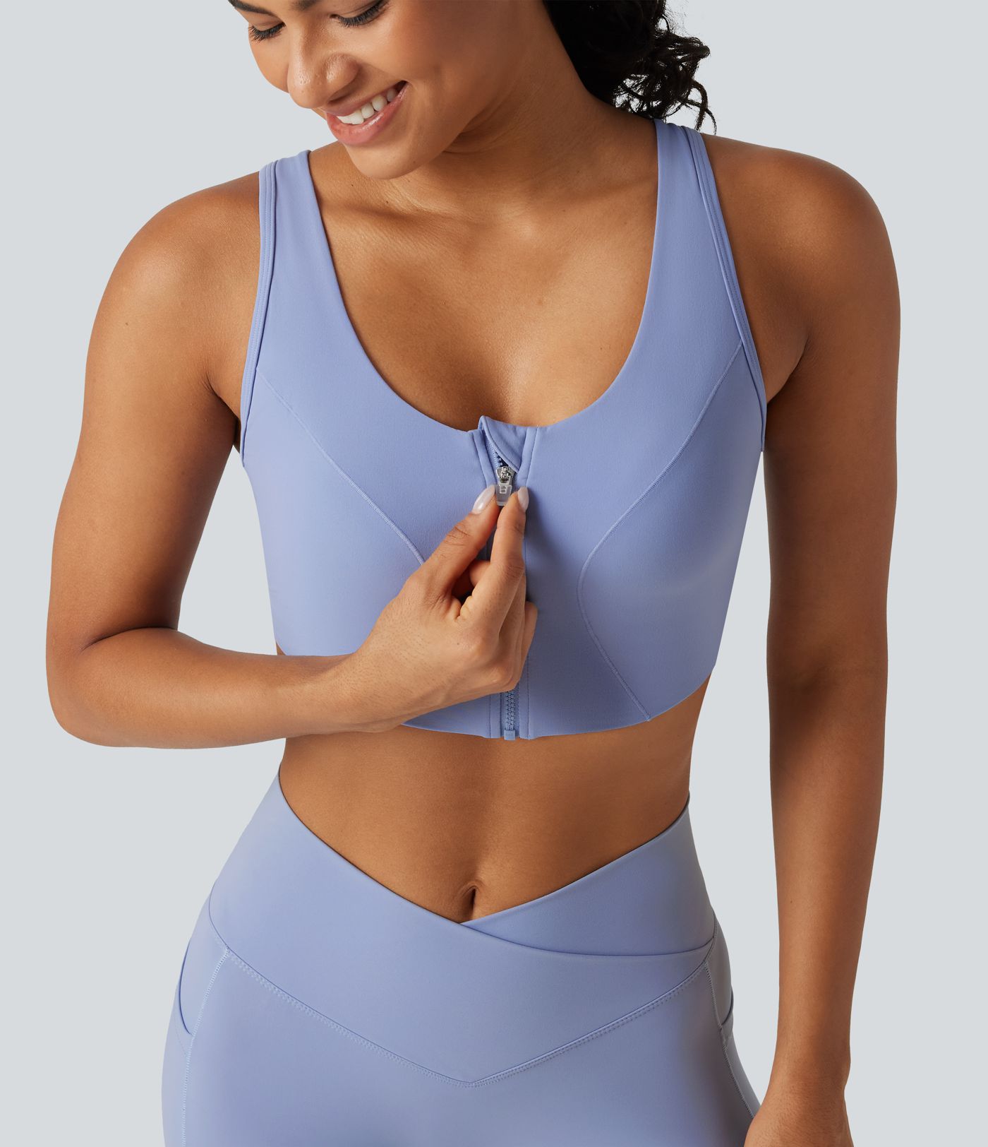 Halara UltraSculpt™ - Yoga-Sport-BH mit mittlerem Support und Reißverschluss Halara UltraSculpt™ - Yoga-Sport-BH mit mittlerem Support und Reißverschluss
