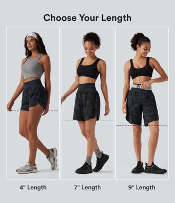 Halara UltraSculpt™ Camo Print High Waisted Tummy Control Curved Hem 2-in-1 Running Shorts 4" with Pocket