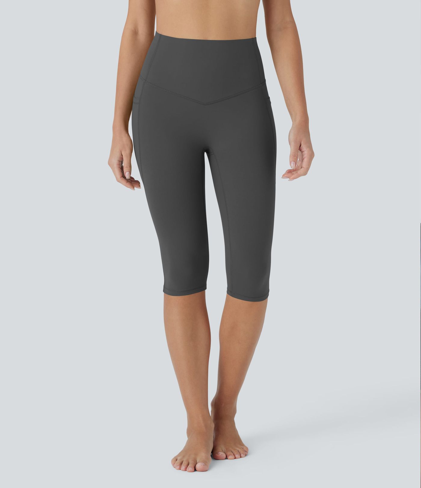 Halara UltraSculpt™ High Waisted Tummy Control Cropped Capri Yoga Leggings with Side Pockets