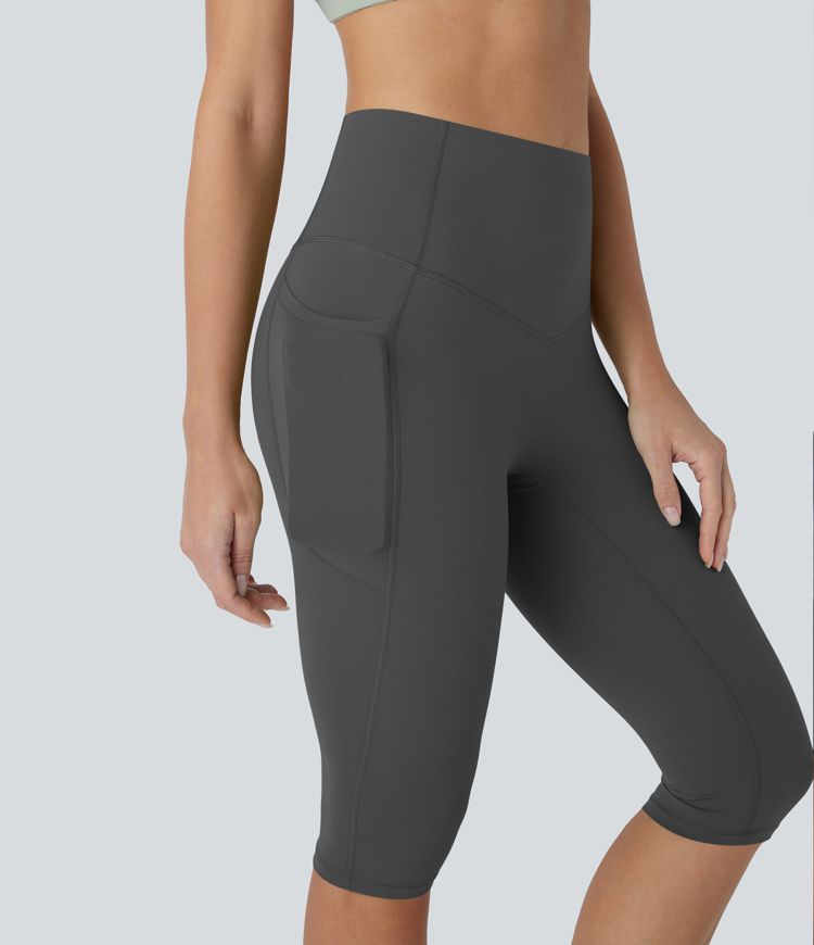 Halara UltraSculpt™ High Waisted Tummy Control Cropped Capri Yoga Leggings with Side Pockets