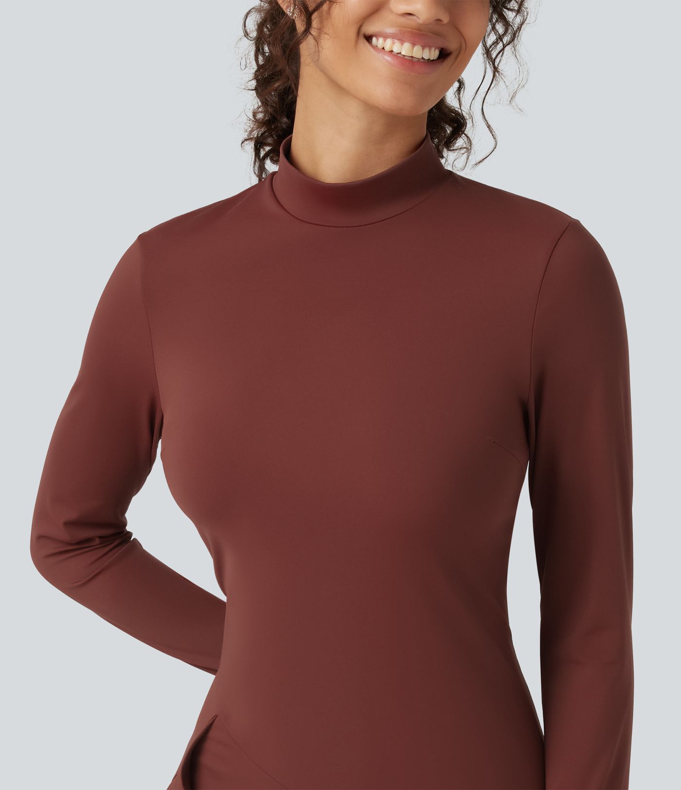 Softlyzero™ Airy - Lässiges Midikleid mit Stehkragen, langen Ärmeln, InstantCool und gestuftem Rüschensaum