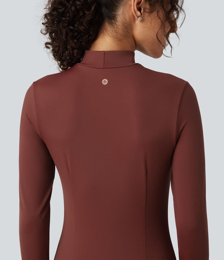 Softlyzero™ Airy - Lässiges Midikleid mit Stehkragen, langen Ärmeln, InstantCool und gestuftem Rüschensaum