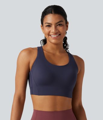 High Support U-Neck Cut-Out Back Non-Removable Pad Running Sports Bra