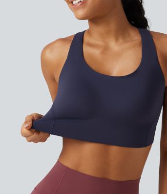 High Support U-Neck Cut-Out Back Non-Removable Pad Running Sports Bra
