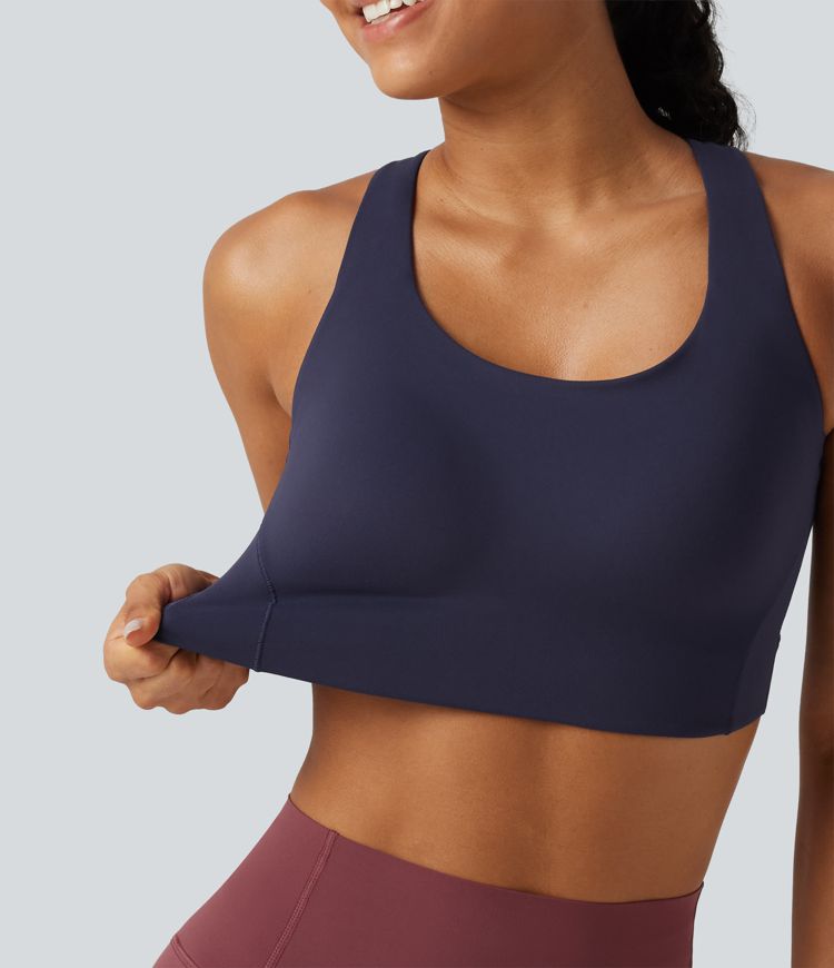 High Support U-Neck Cut-Out Back Non-Removable Pad Running Sports Bra
