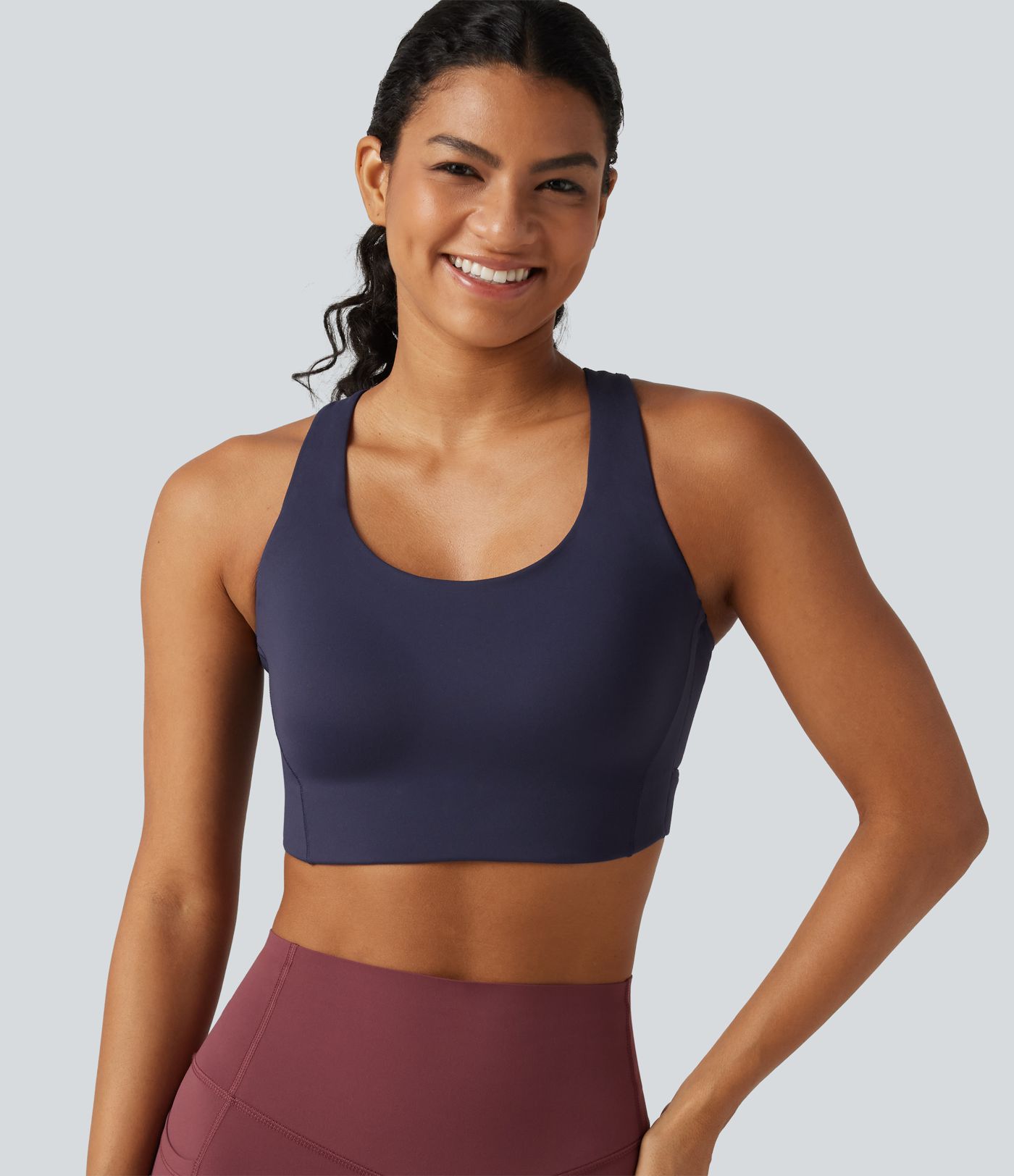 High Support U-Neck Cut-Out Back Non-Removable Pad Running Sports Bra