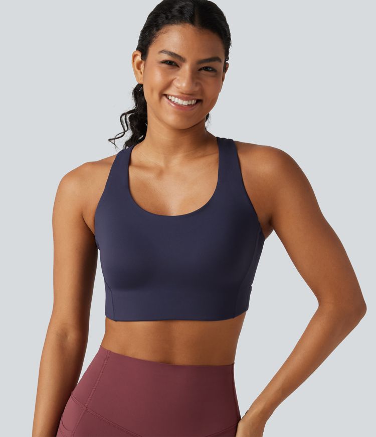 High Support U-Neck Cut-Out Back Non-Removable Pad Running Sports Bra