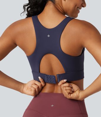 High Support U-Neck Cut-Out Back Non-Removable Pad Running Sports Bra